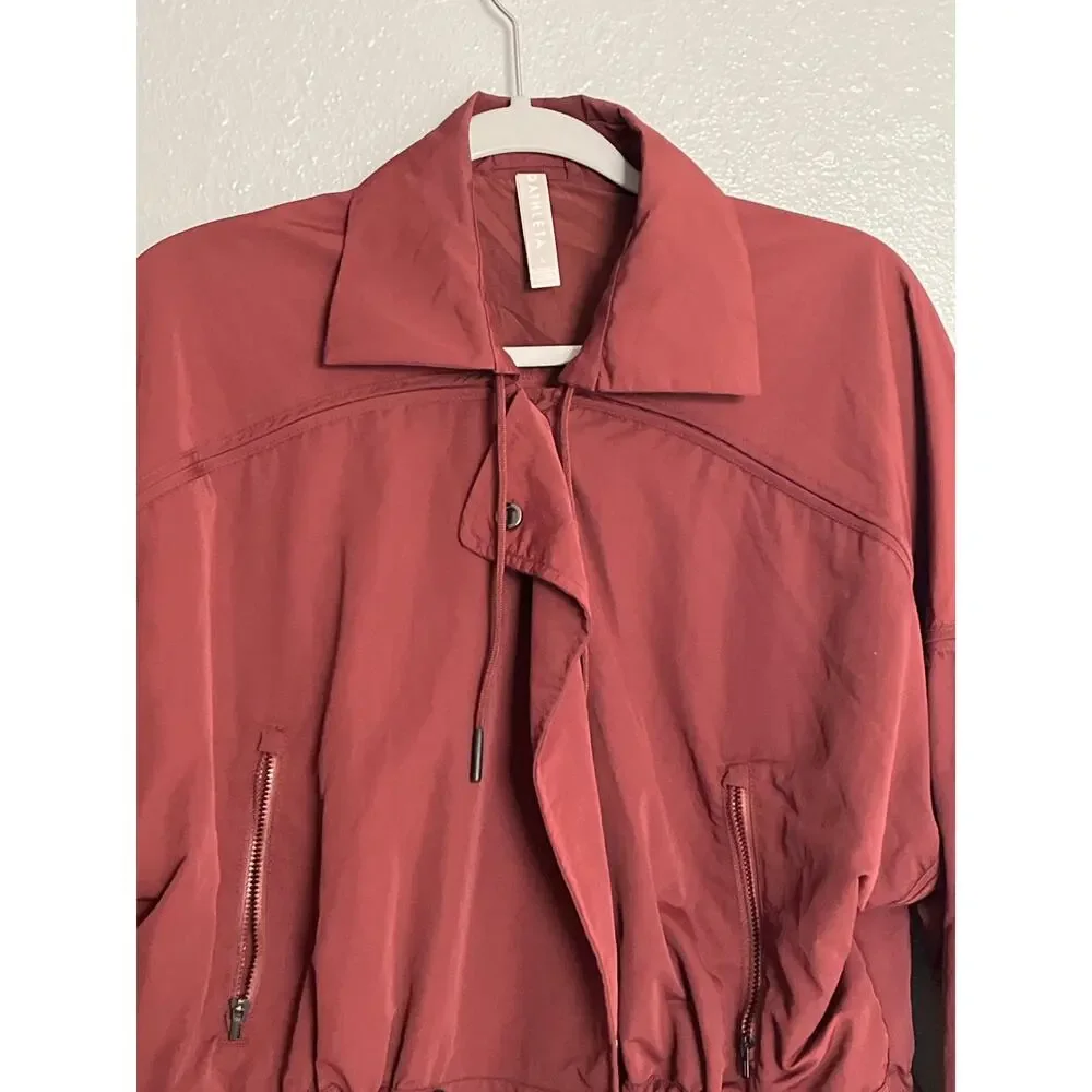 Athleta Acadia Windbreaker Jacket in Burgundy Size Large
